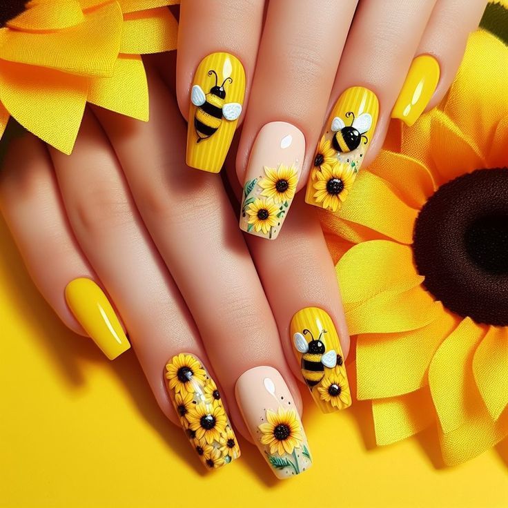 Sunny Bees and Sunflowers